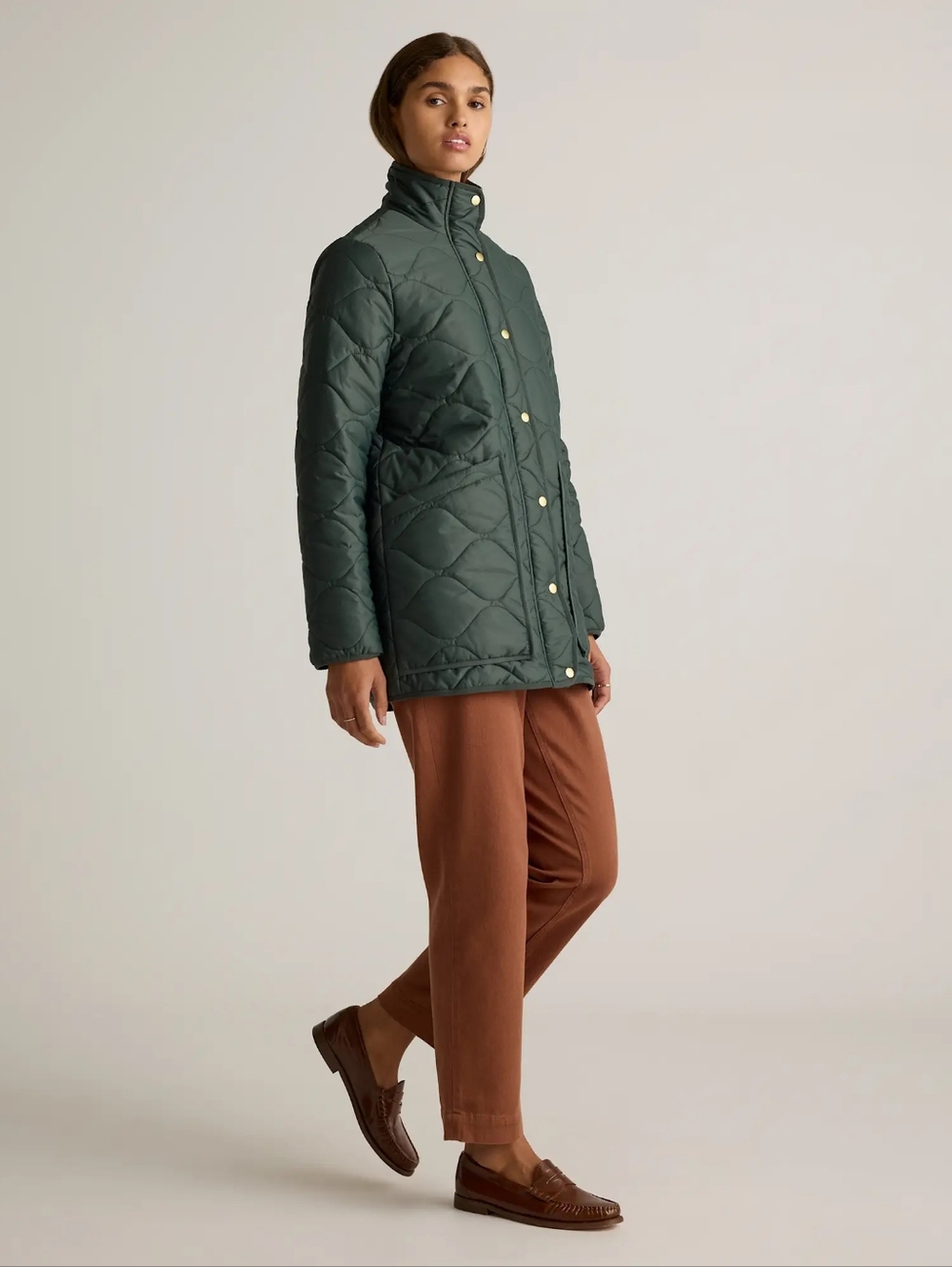 Quince Feathetless Quilted Puffer Jacket Verdant Green Size Large NWT - Picture 6 of 6